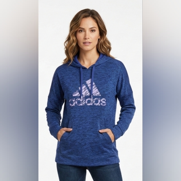 adidas Tops - Adidas Floral Badge Of Sport Women's Blue Logo Hoodie Size M